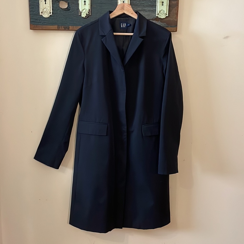 GAP Black Nylon Dress Coat Size Large - Picture 7 of 15